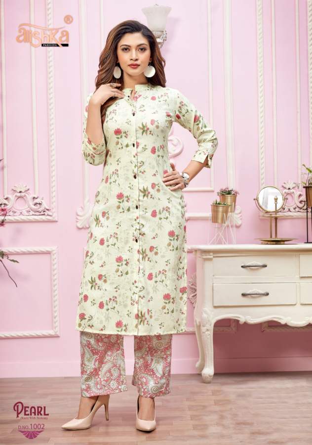 Alishka Pearl Casual Wear Rayon Printed Designer Kurti With Bottom Collection